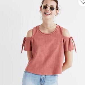 Madewell Skylark Cold Shoulder top Womens Medium Pink Orange